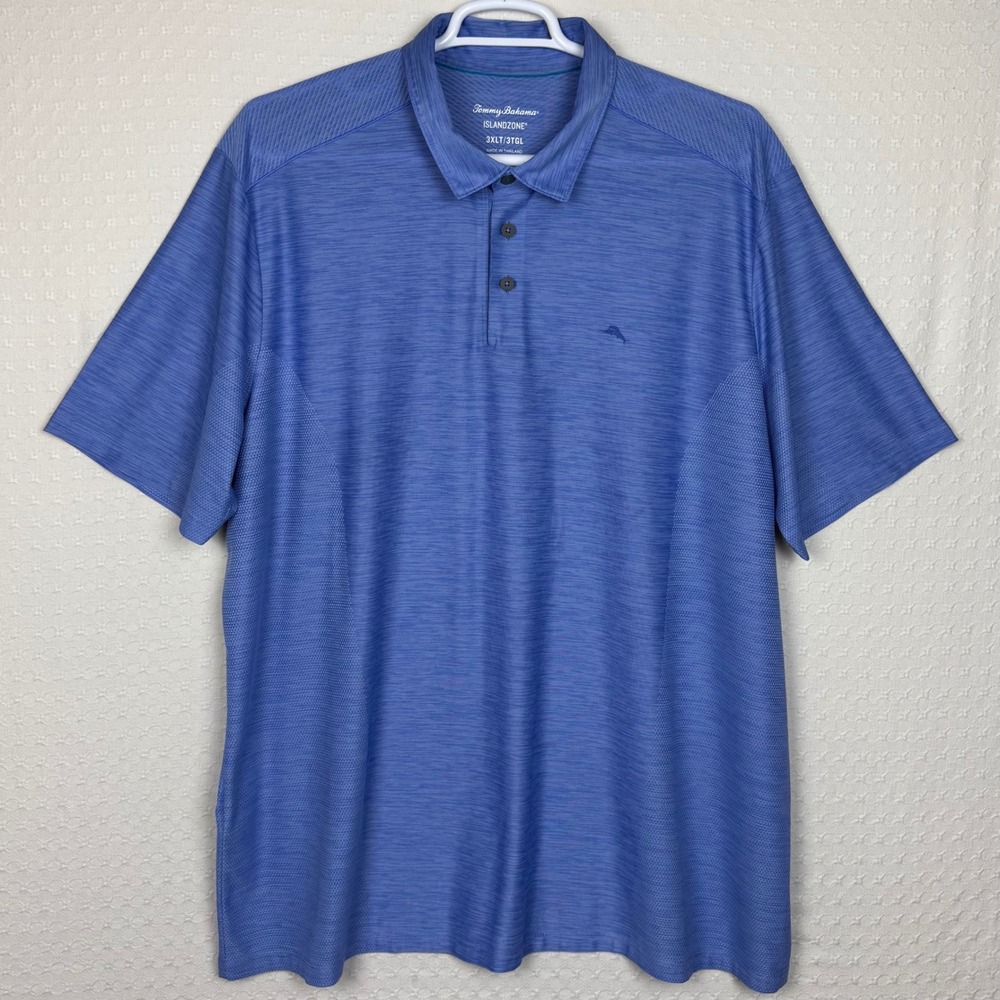 Tommy Bahama Polo Island Zone Performance Shirt Mens 3XLT Blue Golf Nautical - Picture 2 of 7